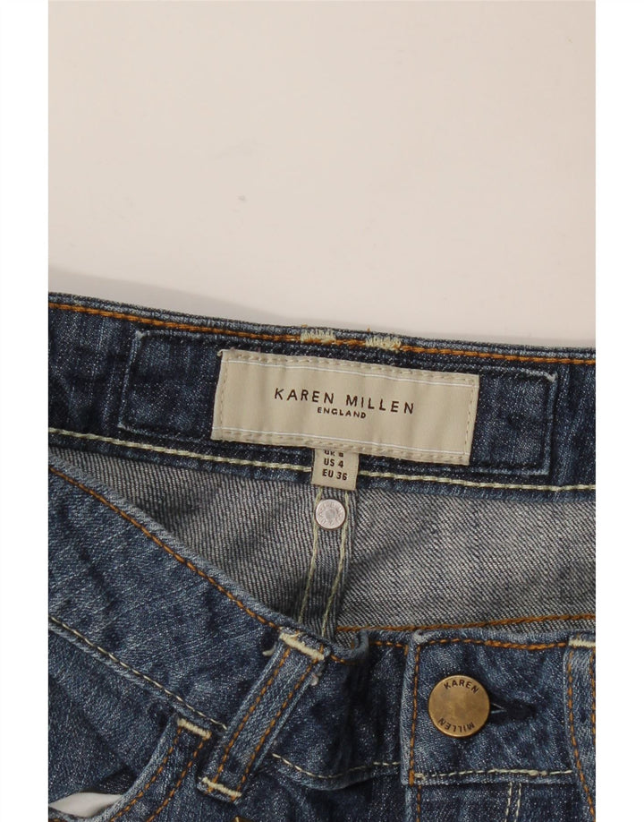 KAREN MILLEN Damskie jeansy typu slim w trudnej sytuacji UK 8 Small W28 L29 Niebieskie