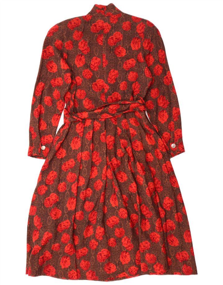 STANNER Damska sukienka o linii A z długim rękawem IT 42 Średni brąz, wełna w kwiaty