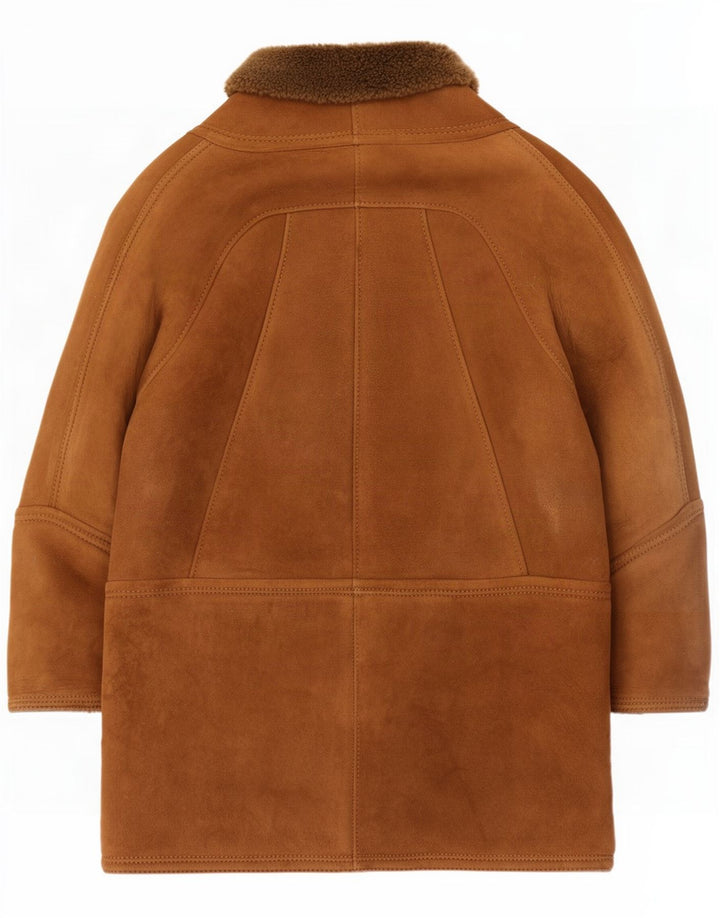 Master damski płaszcz shearling UK 18 XL brązowy