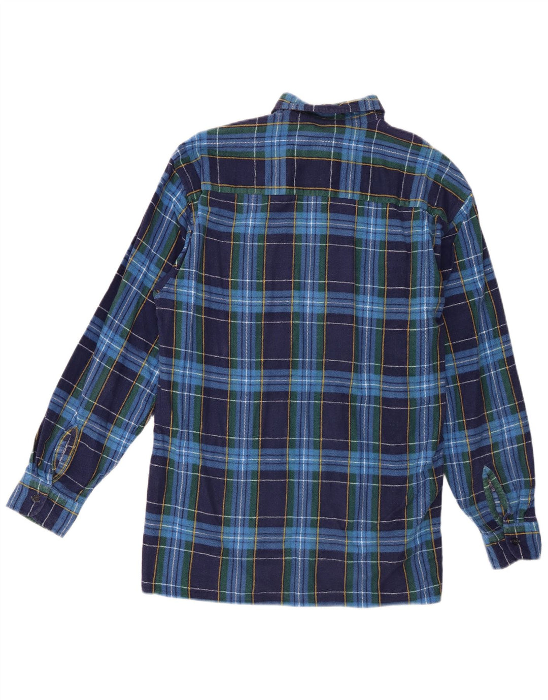 Męska koszula flanelowa w stylu vintage, rozmiar 41/42, duża, niebieska bawełniana krata