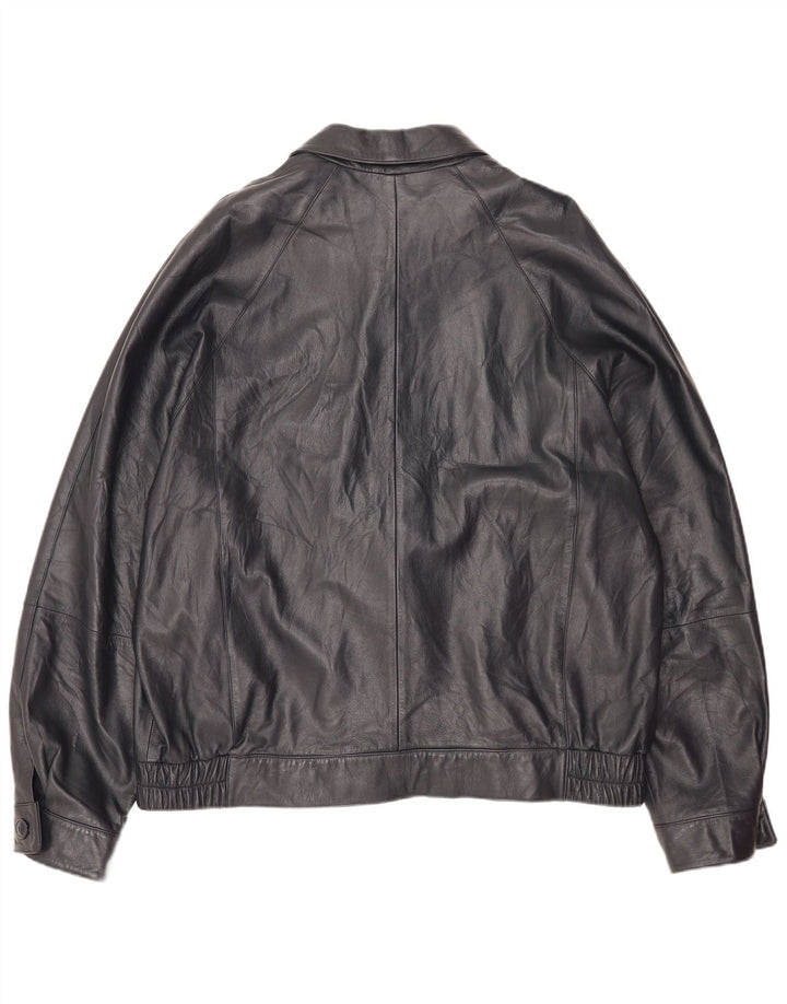 Vintage męska kurtka skórzana bomber IT 56 3XL czarna skóra