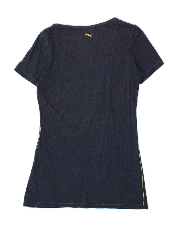 PUMA Womens Graphic T-Shirt Top UK 12 Medium  Navy Blue Vintage Puma and Second-Hand Puma from Messina Hembry 