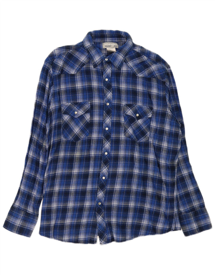 Koszula flanelowa męska Wrangler XL w niebieską kratkę, bawełniana