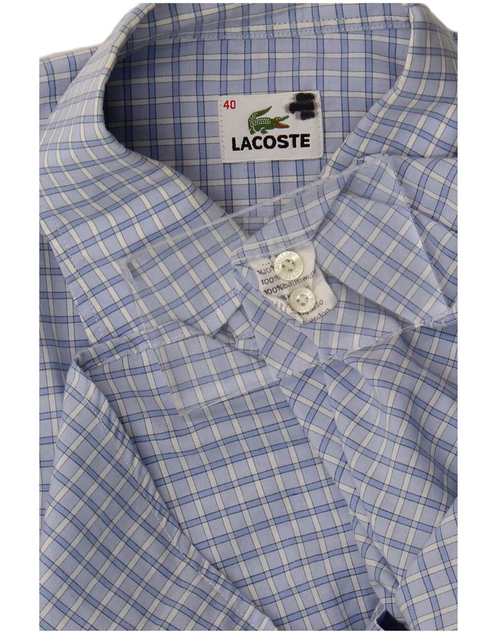 Koszula męska z krótkim rękawem Lacoste, rozmiar 40, bawełniana w średnią niebieską kratkę