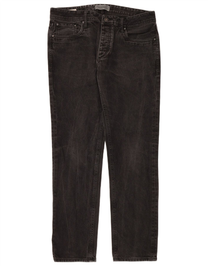 JACK & JONES Męskie jeansy slim W34 L32 Czarne bawełniane