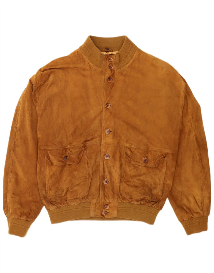 Vintage męska zamszowa kurtka bomber IT 56 2XL beżowa skóra