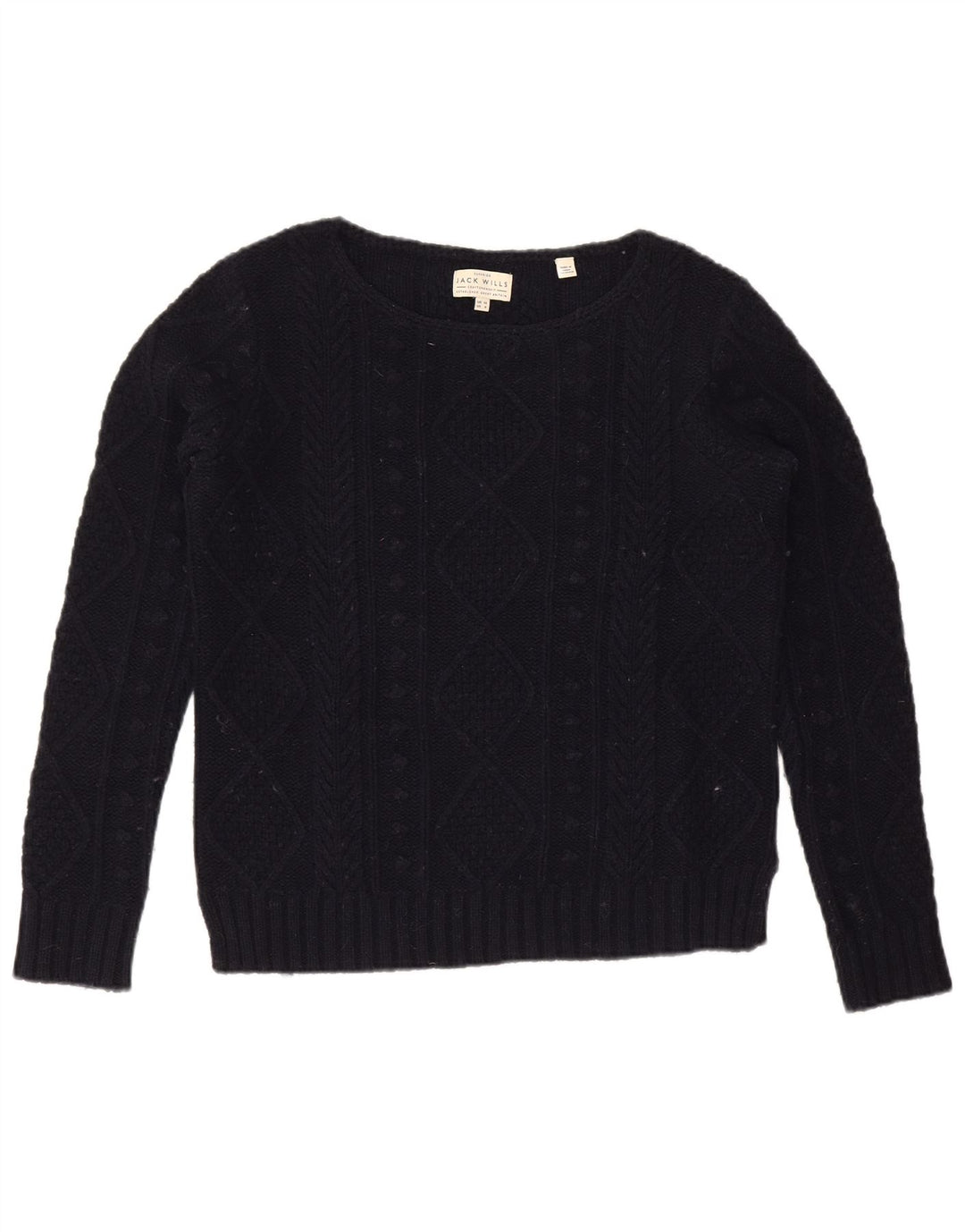 JACK WILLS Damski sweter oversize z dekoltem w łódkę, UK 10, mały, granatowy