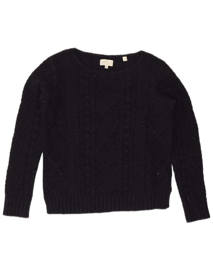 JACK WILLS Damski sweter oversize z dekoltem w łódkę, UK 10, mały, granatowy