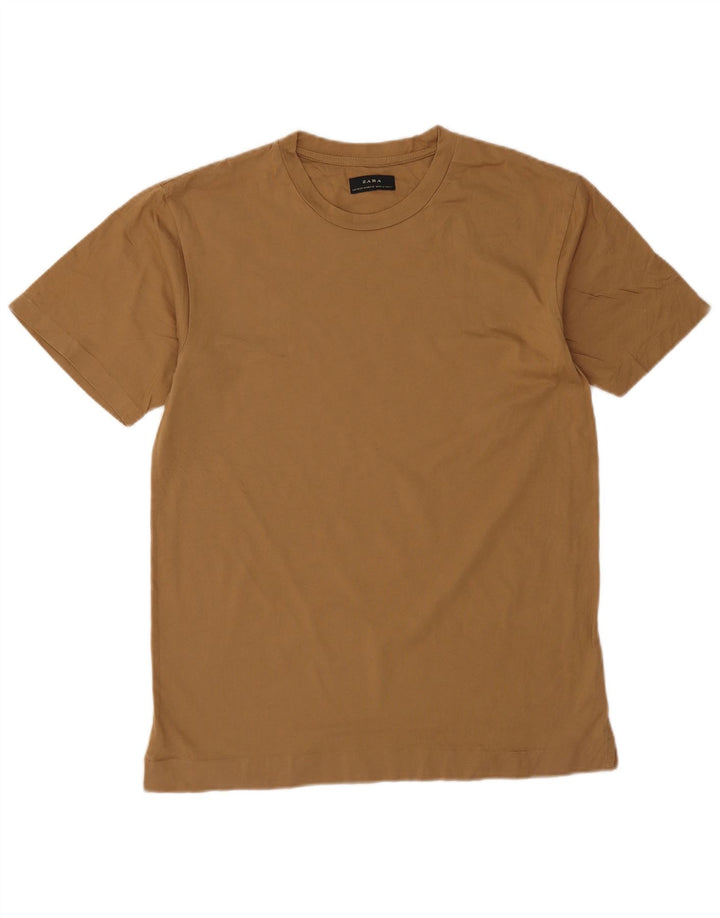 T-shirt męski Zara Top, średnio beżowy, bawełniany