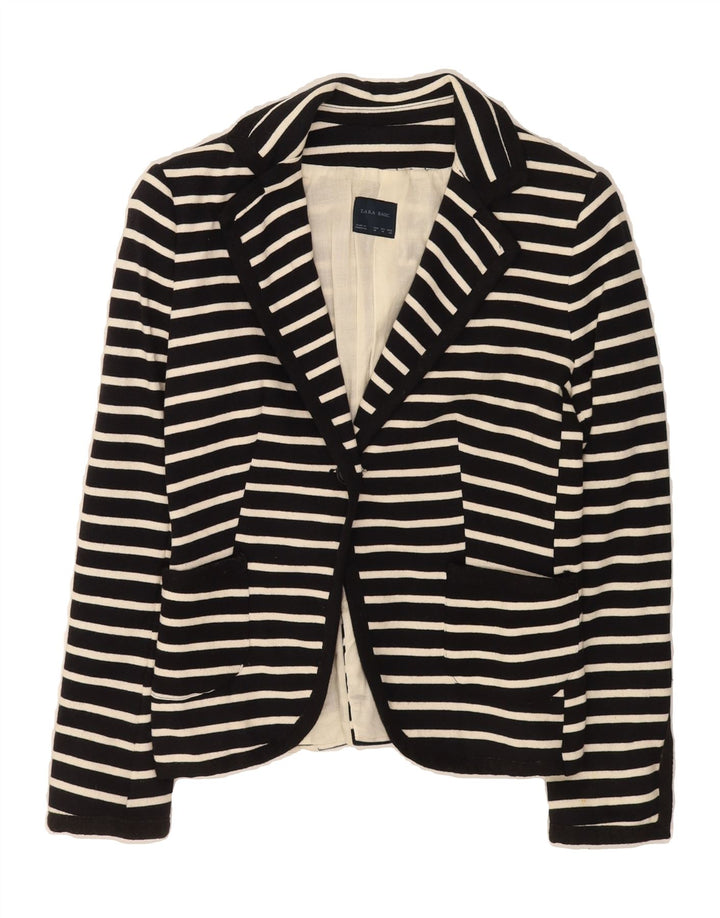 ZARA Womens 1 Button Blazer Jacket UK 12 Medium Black Striped Vintage Zara and Second-Hand Zara from Messina Hembry 