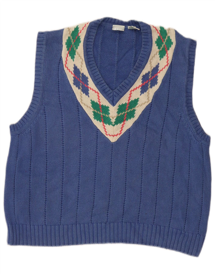 Bezrękawnik damski Izod UK 16, duży, niebieski Argyle/diamentowa bawełna