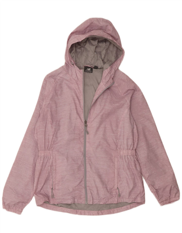 Damska kurtka przeciwdeszczowa z kapturem New Balance UK 18 XL, różowy poliester
