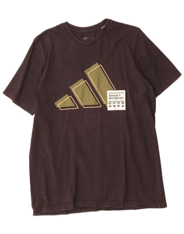 Męski T-shirt z grafiką ADIDAS, duży, czarny, bawełniany