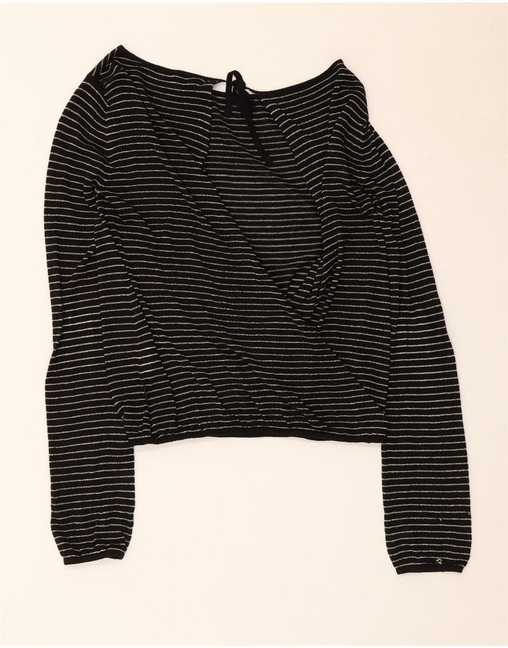 Damska bluzka Calvin Klein Crop Top UK 14, duża, czarna wiskoza w paski