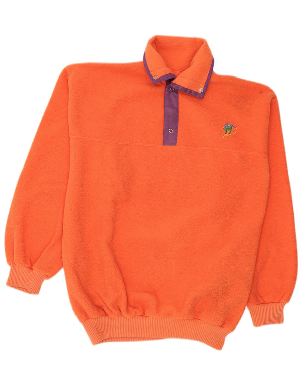 Męski sweter polarowy w stylu vintage, średnio pomarańczowy, sportowy