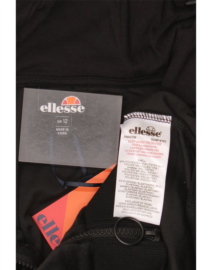 Damski sweter z kapturem Ellesse, welurowy, zapinany na zamek, UK 12, średni czarny poliester