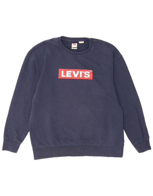 Męska bluza Levi's o swobodnym kroju z grafiką, duża, granatowa, bawełniana
