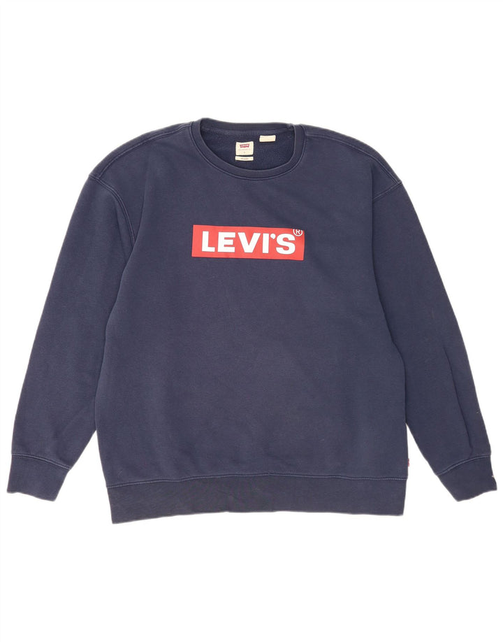 Męska bluza Levi's o swobodnym kroju z grafiką, duża, granatowa, bawełniana