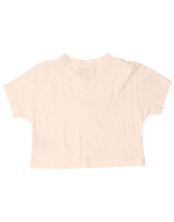 Damska koszulka Nike Crop Graphic Top UK 10, mała, biała bawełna