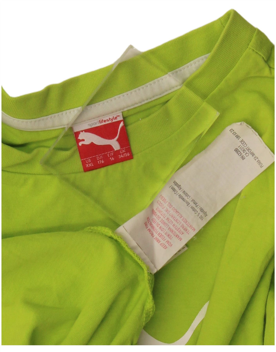 Dziewczęcy T-shirt z grafiką PUMA, 15-16 lat, zielona bawełna