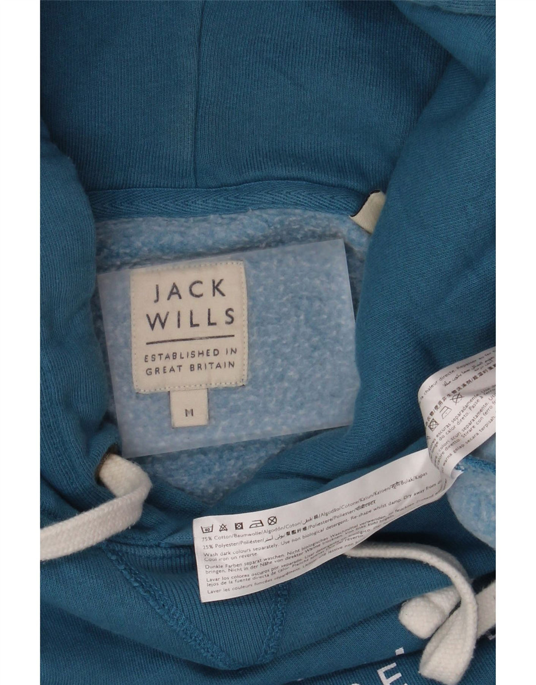 Męski sweter z kapturem i grafiką Jack Wills, średnioniebieski, bawełniany
