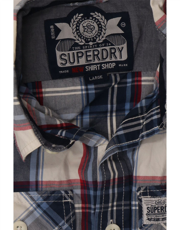 SUPERDRY Koszula męska w dużą granatową kratkę