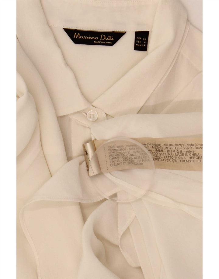 Damska bluzka koszulowa Massimo Dutti EU 36 XS, biały jedwab