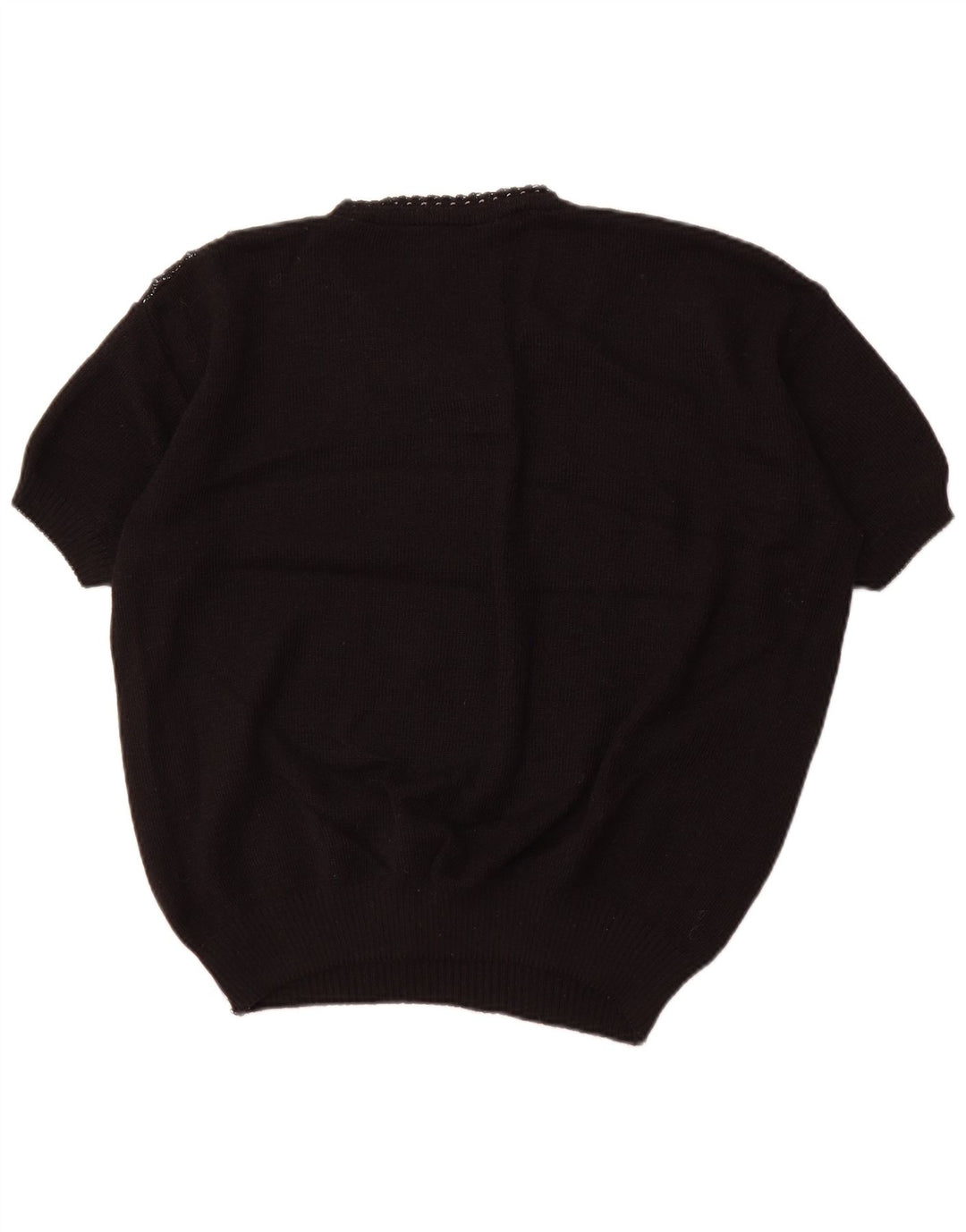 Damski sweter VINTAGE z krótkim rękawem i dekoltem w kształcie litery V, UK 18 XL, w czarne paski