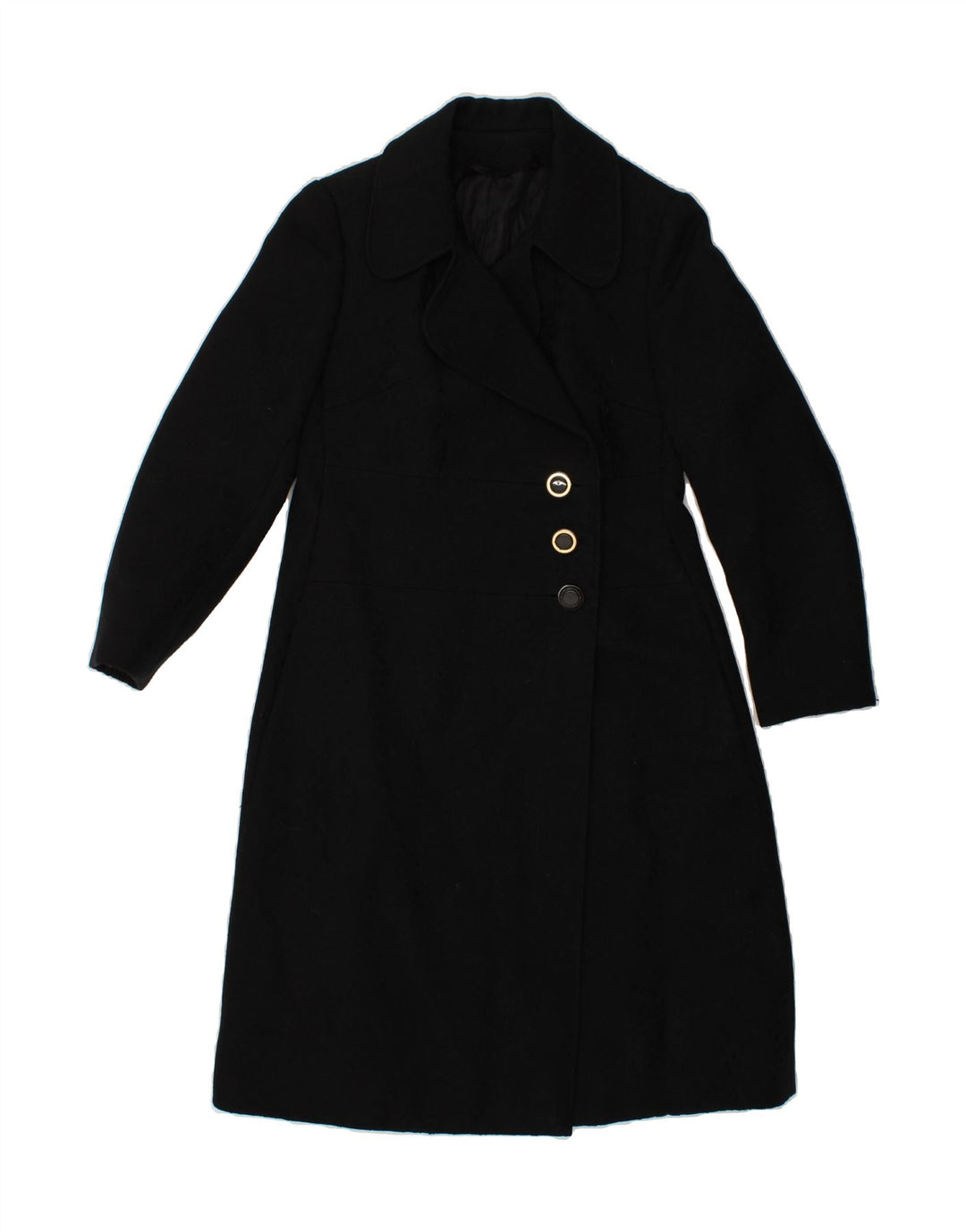 VINTAGE Womens Overcoat EU 42 Large Black Vintage Vintage and Second-Hand Vintage from Messina Hembry 
