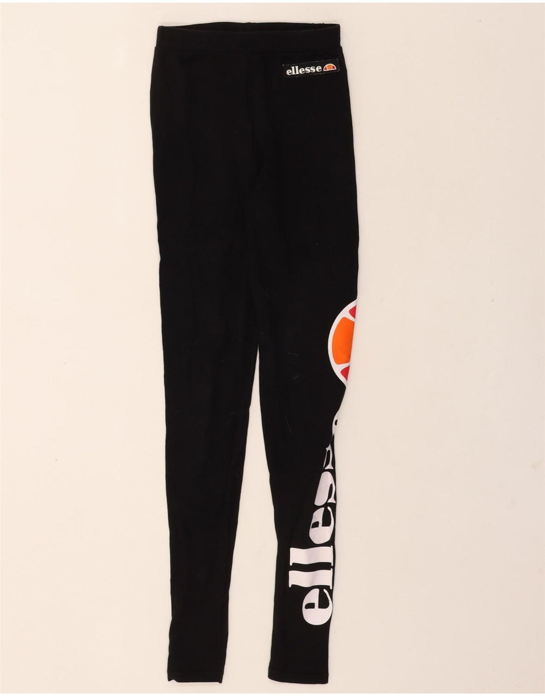 ELLESSE Womens Graphic Leggings UK 4 XS  Black Vintage Ellesse and Second-Hand Ellesse from Messina Hembry 