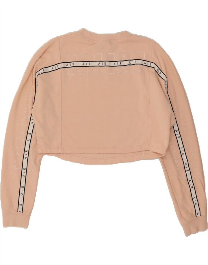 NIKE Womens Graphic Crop Sweatshirt Jumper UK 14 Medium Pink Cotton Vintage Nike and Second-Hand Nike from Messina Hembry 