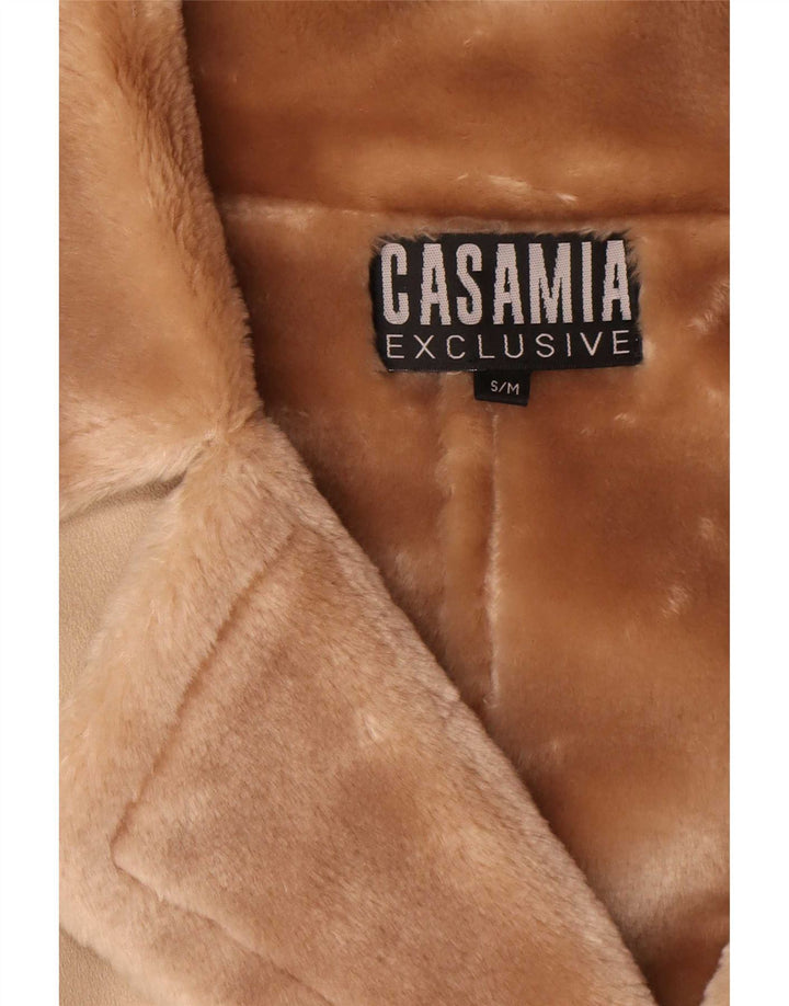 Damski płaszcz Oversize Sherpa Casamia UK 10 Mały Beżowy Poliester