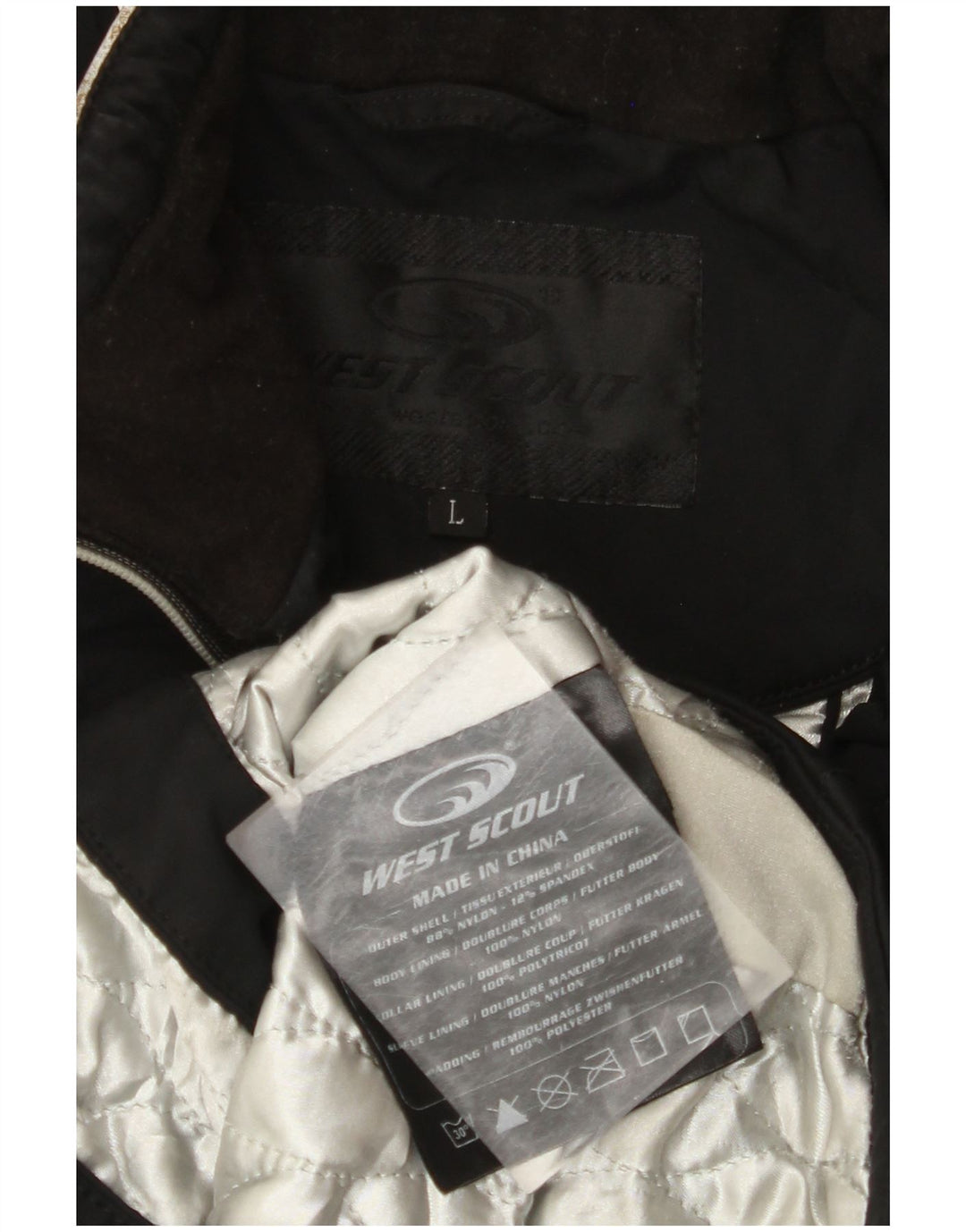 Damska kurtka wiatrówka z kapturem WEST SCOUT UK 14, duża, czarna, nylonowa