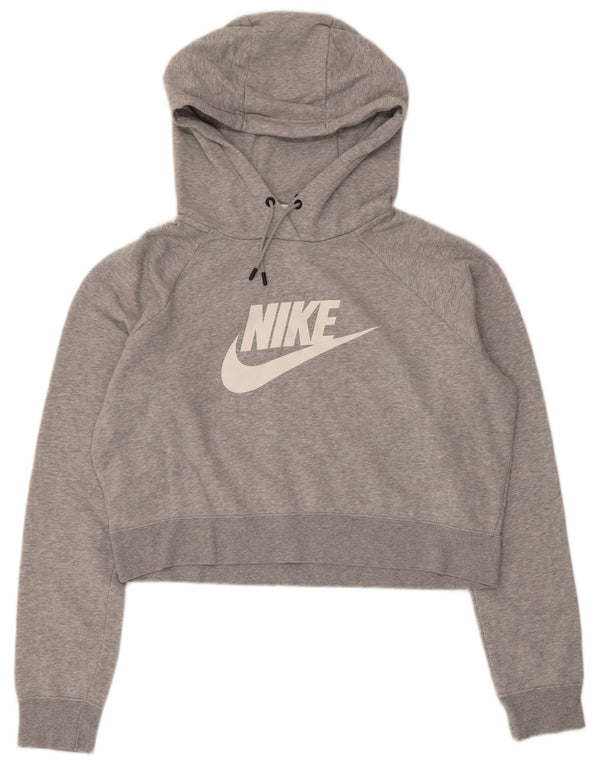 Damska bluza Nike Graphic Crop Jumper UK 16, duża, szara bawełna