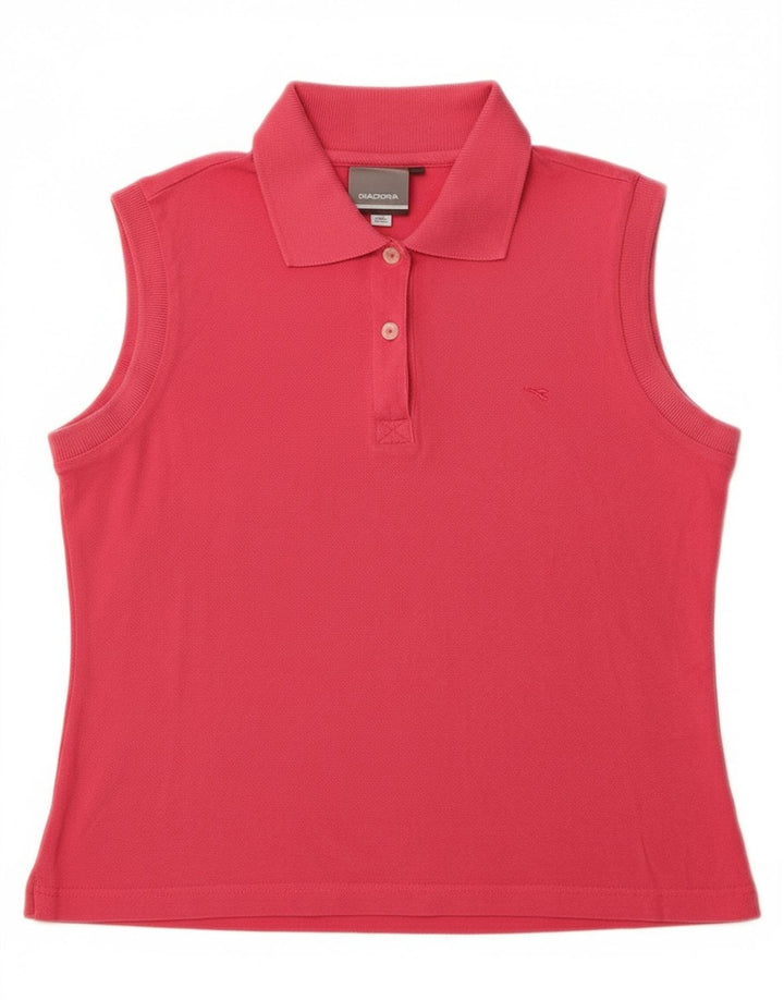 Damska koszulka polo bez rękawów Diadora IT 42, średnia różowa bawełna