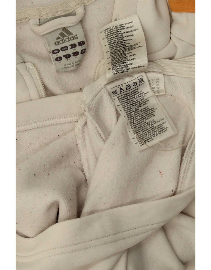 Damska bluza z kapturem Adidas UK 10, mała, biała, poliestrowa