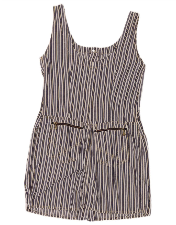 VINTAGE Damska sukienka płaszczowa bez rękawów UK 8 w małe granatowe paski