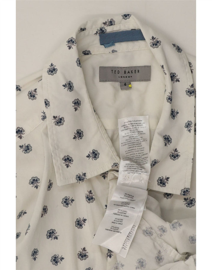 Koszula męska Ted Baker, rozmiar 4, duża, biała, bawełniana w kwiaty