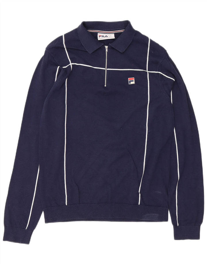 Męski sweter Fila Polo Neck Sweter Średni granatowy, bawełniany w paski
