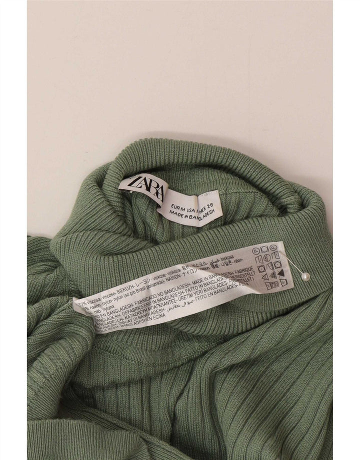 Damski sweter z golfem Zara UK 12 Średni zielony wiskoza