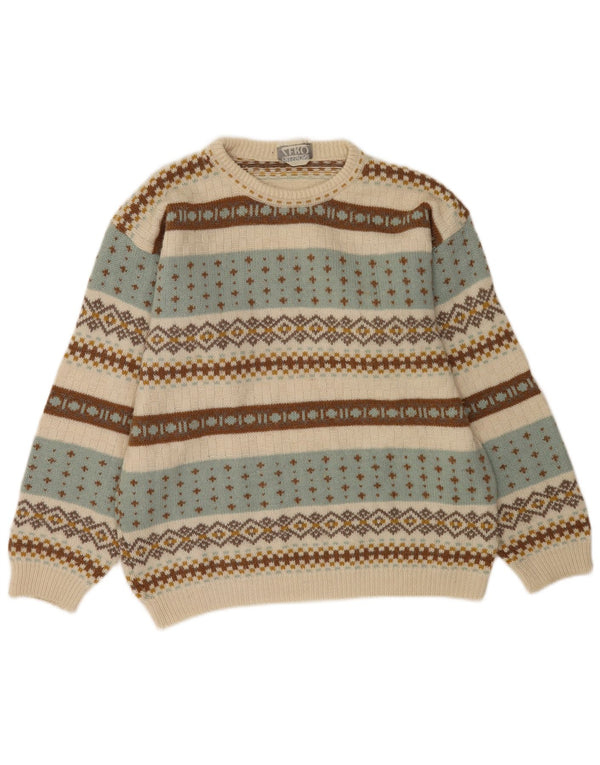 Męski sweter z okrągłym dekoltem Zero XL, wielokolorowy, akryl Fair Isle