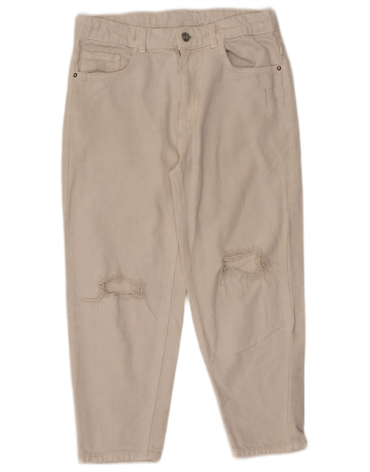 Zwężane dżinsy dziewczęce ZARA z wysokim stanem, 13-14 lat W28 L22 Białe