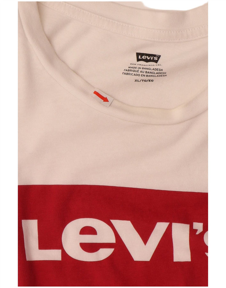 Męski T-shirt z grafiką LEVI'S Top XL, biała bawełna