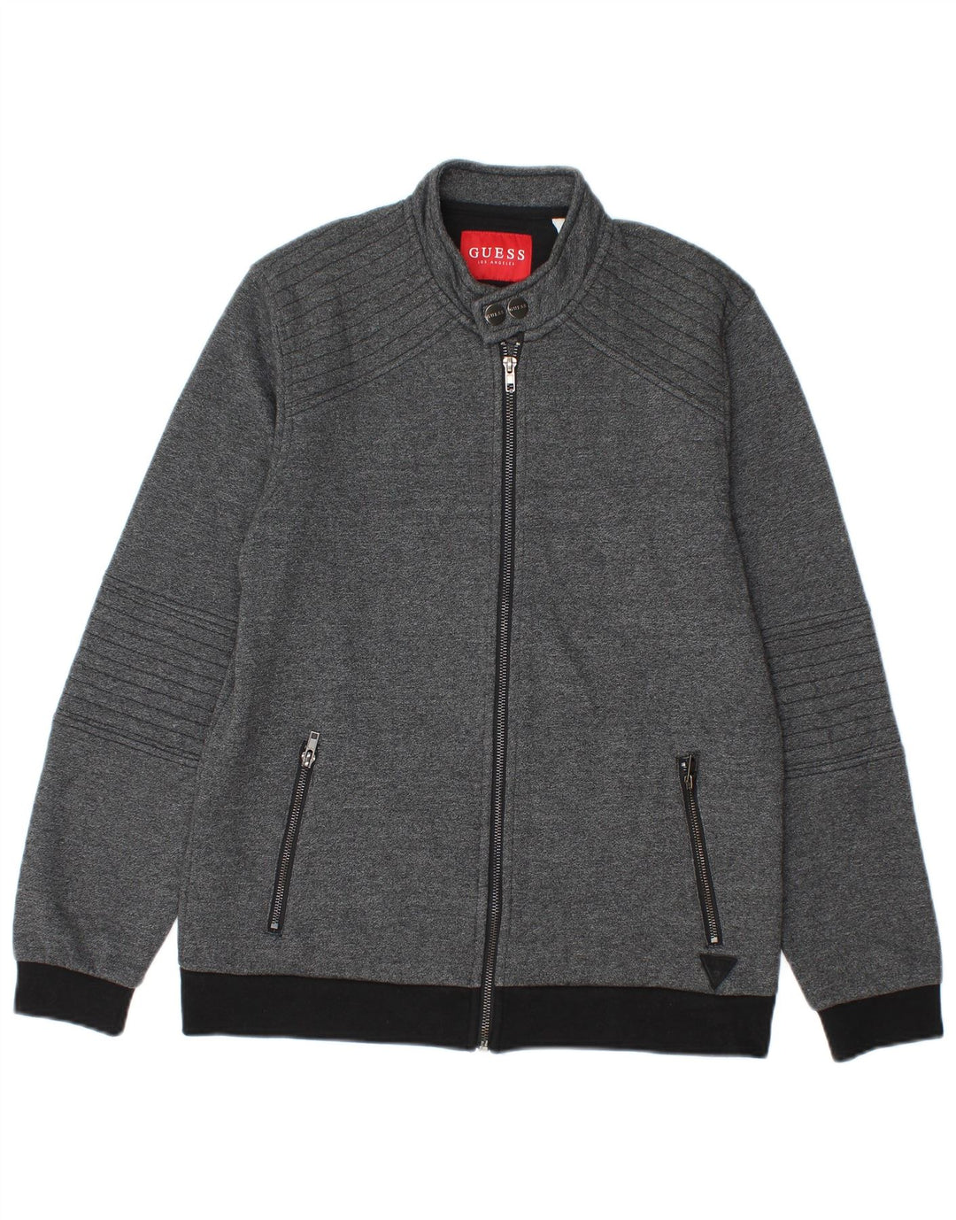 Męska kurtka bomberka Guess UK 34 XS, szara bawełna z blokami kolorów