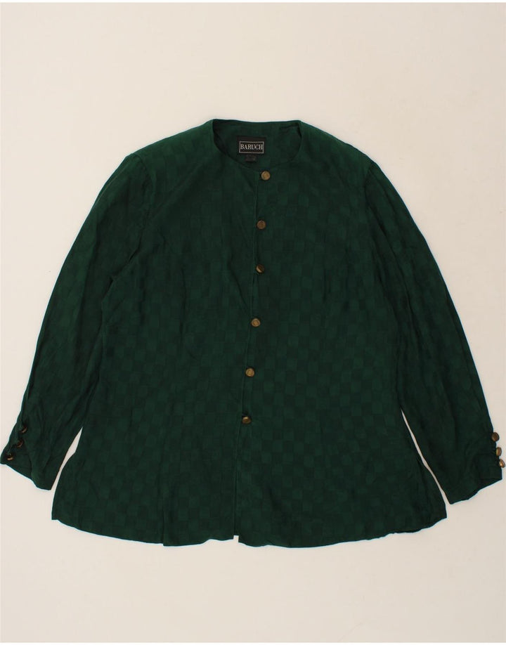 BARUCH Womens Shirt Blouse UK 20 2XL Green Geometric Cupro Vintage Baruch and Second-Hand Baruch from Messina Hembry 