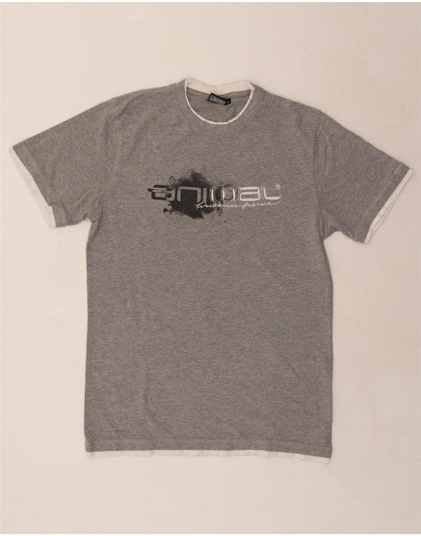 ANIMAL Mens Graphic T-Shirt Top Medium Grey Cotton