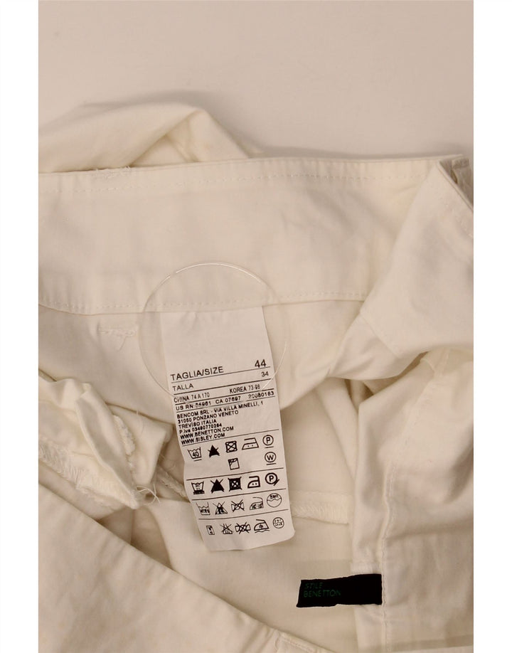 Spodnie damskie Capri Benetton IT 44 Medium W31 L22 Biała bawełna