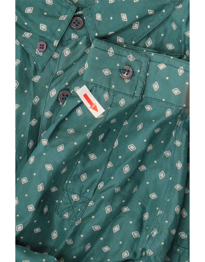 Koszula męska Vintage 2XL, jedwab w zielone cętki
