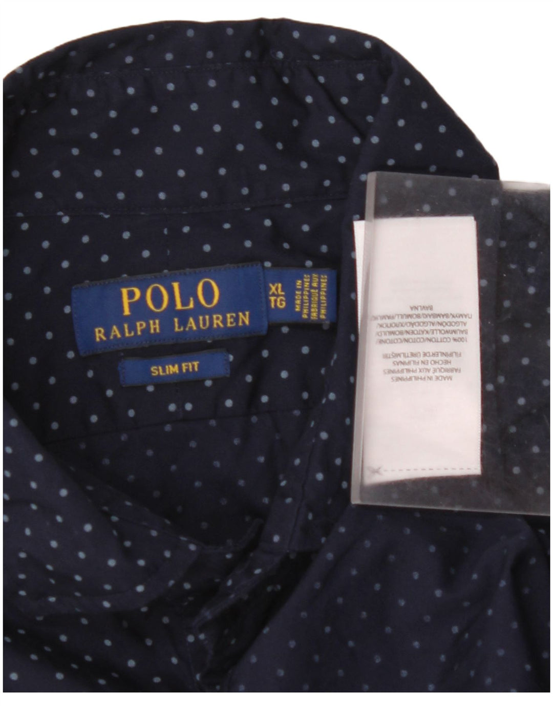 POLO RALPH LAUREN Męska koszula slim fit XL, bawełniana w granatowe cętki