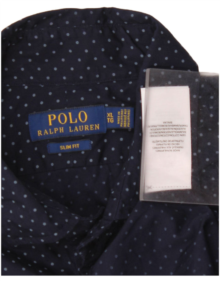 POLO RALPH LAUREN Męska koszula slim fit XL, bawełniana w granatowe cętki